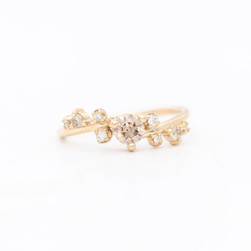 0.29 ct Small Champagne Diamond Organic Crossover Ring