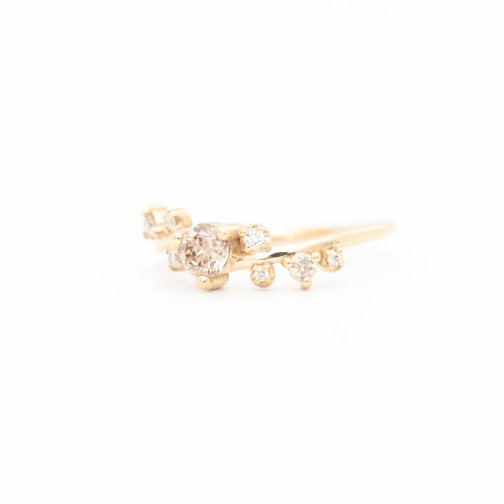 0.29 ct Small Champagne Diamond Organic Crossover Ring