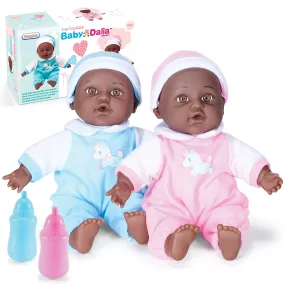 11" Twin Black Baby Dolls Set  African American Baby Doll Toy  Realistic Newborn