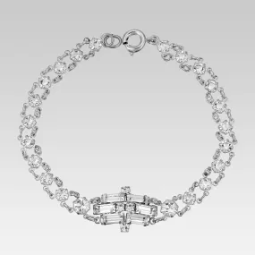 1928 Jewelry Baguette & Round Crystal Austrian Crystal Link Bracelet