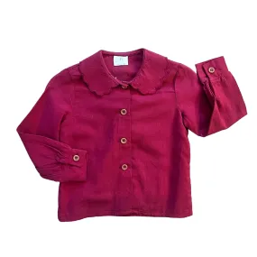 1970's Dark Red Scalloped Collar Shirt  / 18-24M