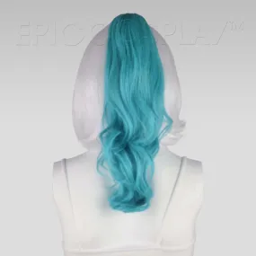 20" Anime Blue Mix Wavy Curly Ponytail Clipon