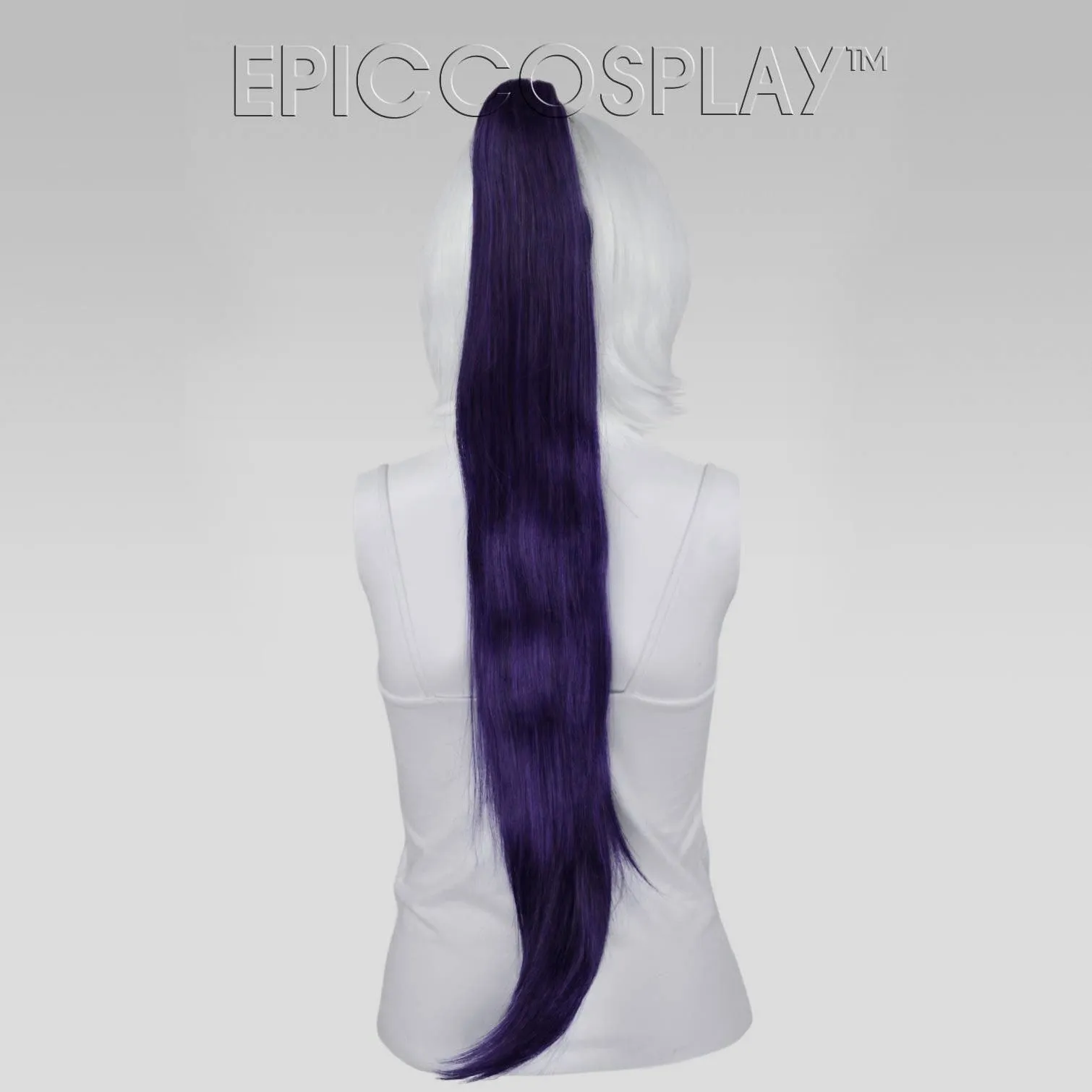 35" Purple Black Fusion Straight Ponytail Clipon