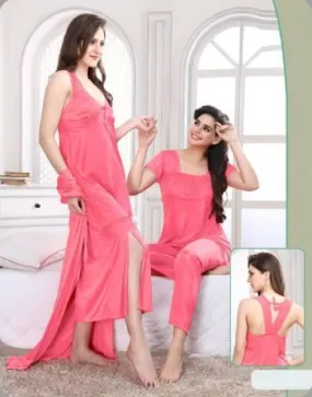 4Pc Indian Bridal Stylish Gown Nighty Set