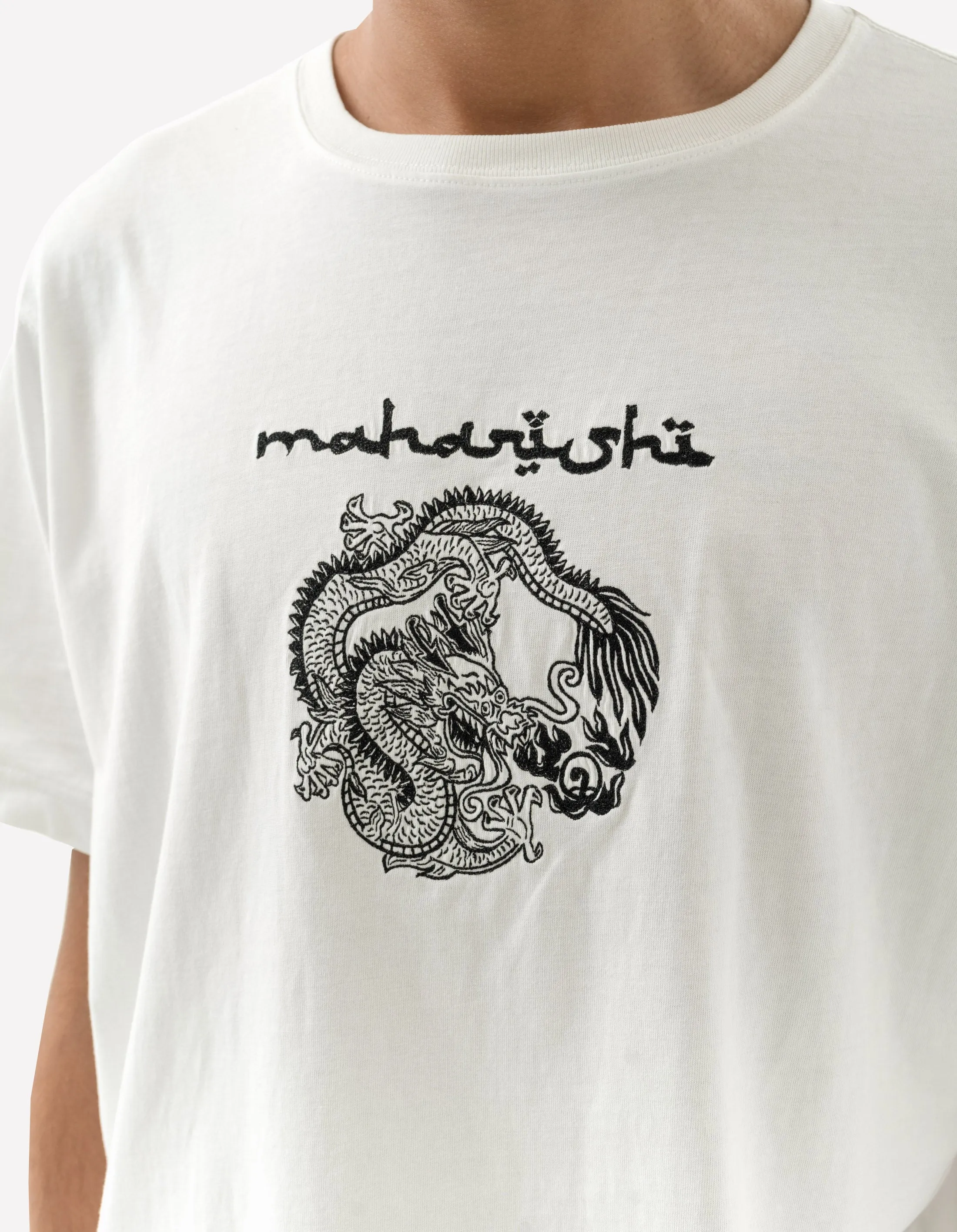 5242 Thar Dragon Embroidered T-Shirt White