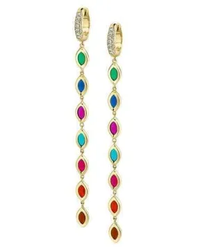 7 Color Enamel Diamond Drop Earrings