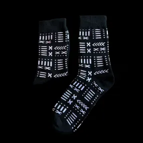 African socks / Afro socks - Black white bogolan