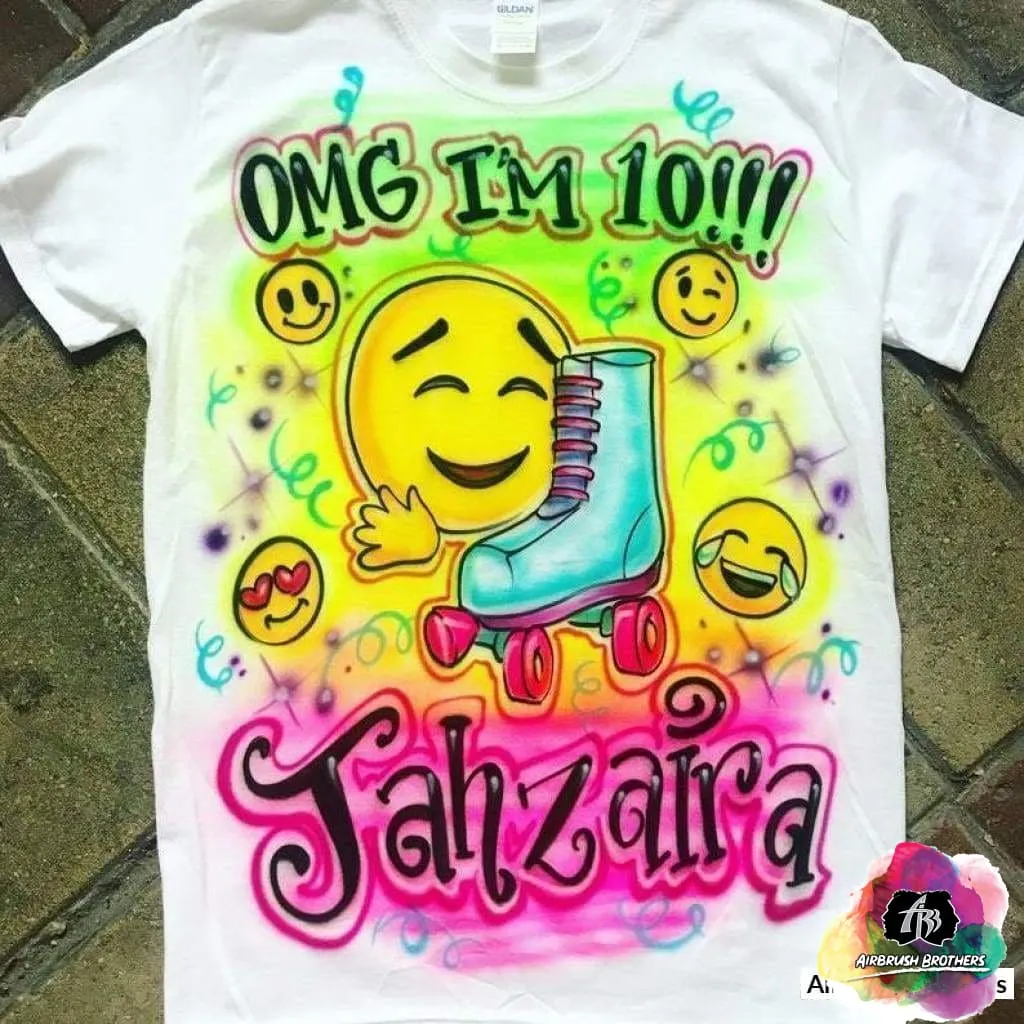 Airbrush Emoji Birthday Girl Shirt Design