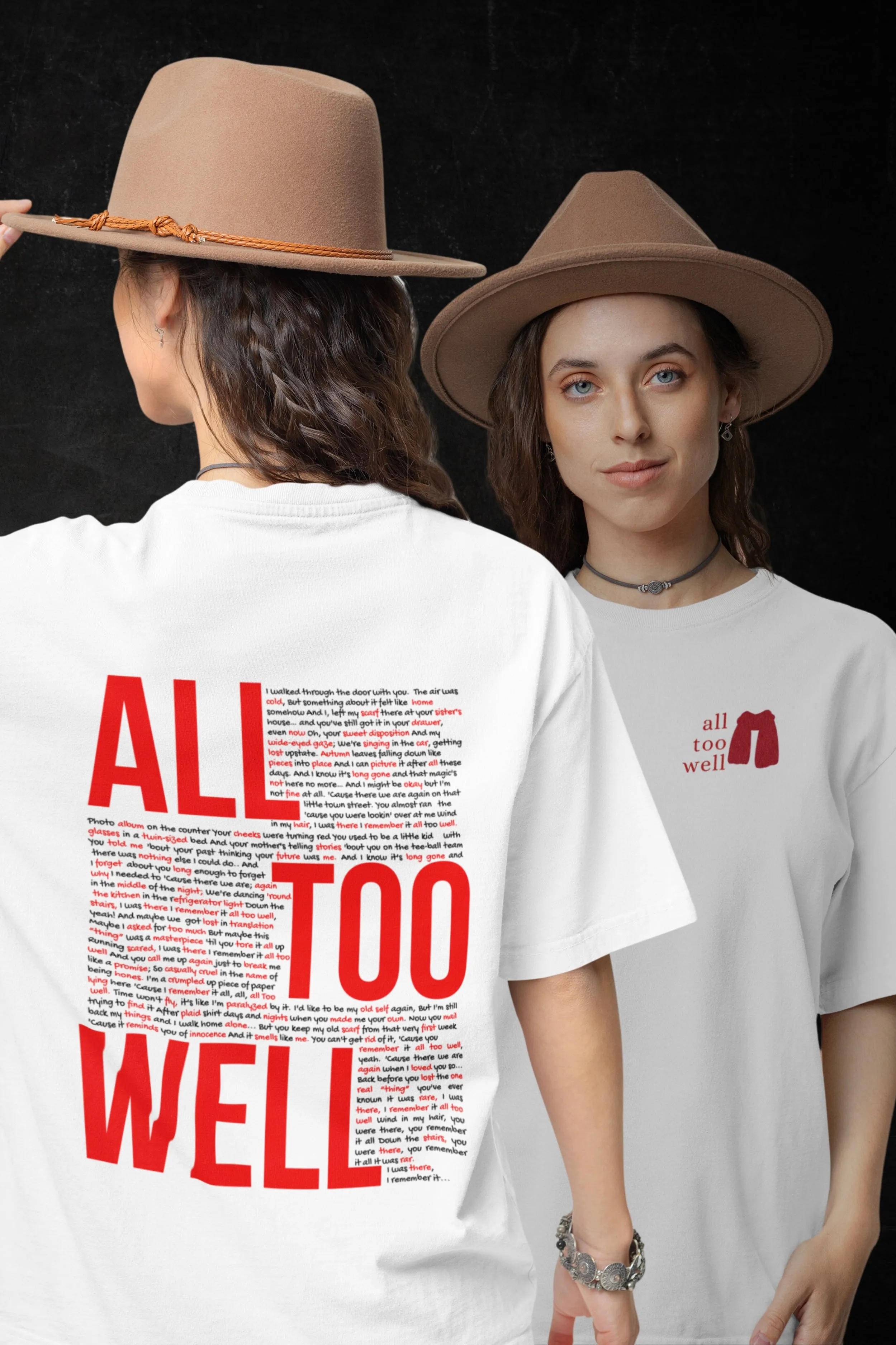 ALL TOO WELL Unisex White Oversized T-shirt (Taylor Swift Merchandise)