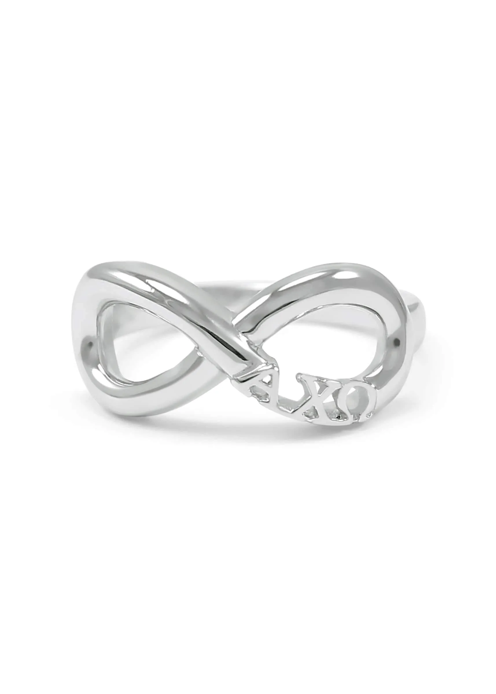 Alpha Chi Omega Sterling Silver Infinity Ring