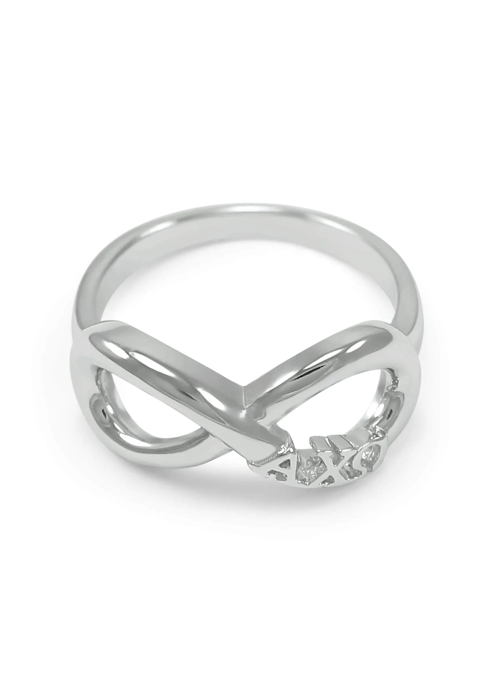 Alpha Chi Omega Sterling Silver Infinity Ring