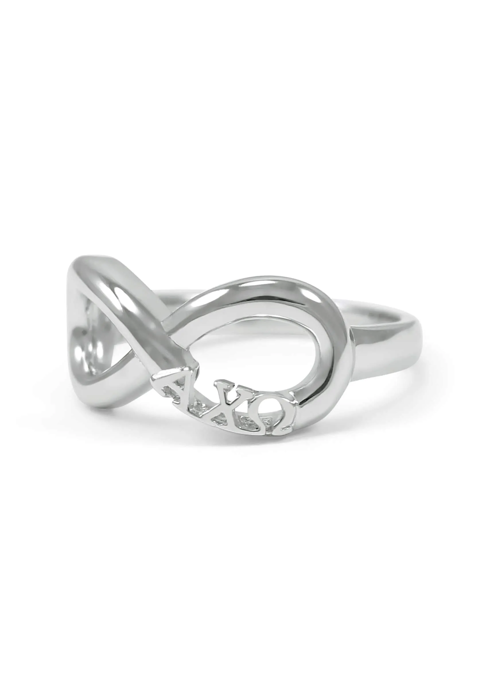 Alpha Chi Omega Sterling Silver Infinity Ring