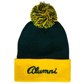 ALUMNI SCRIPT POM POM BEANIE (GREEN   GOLD)