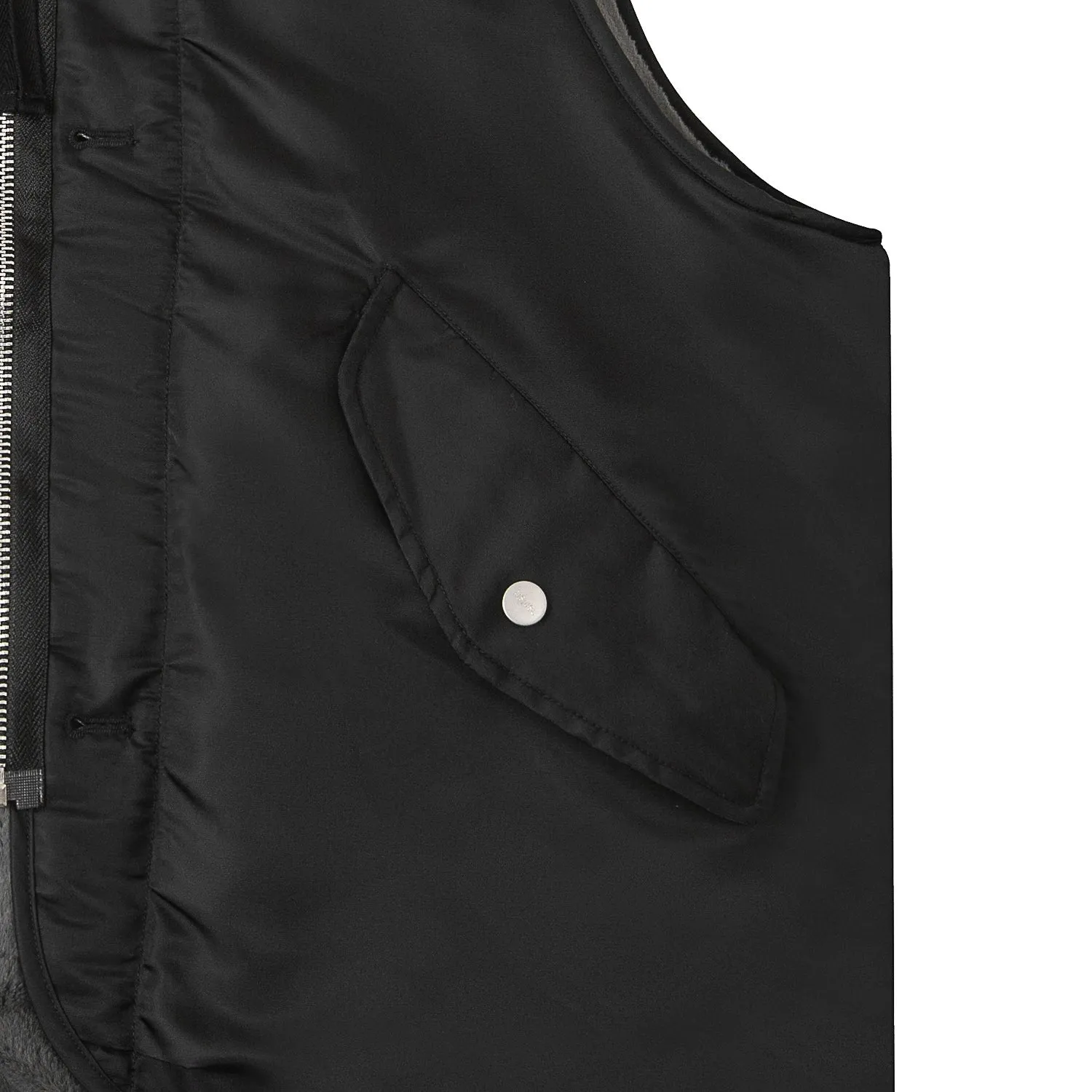 A[S]USL REVERSIBLE MILITARY VEST-BLACK/CHARCOAL