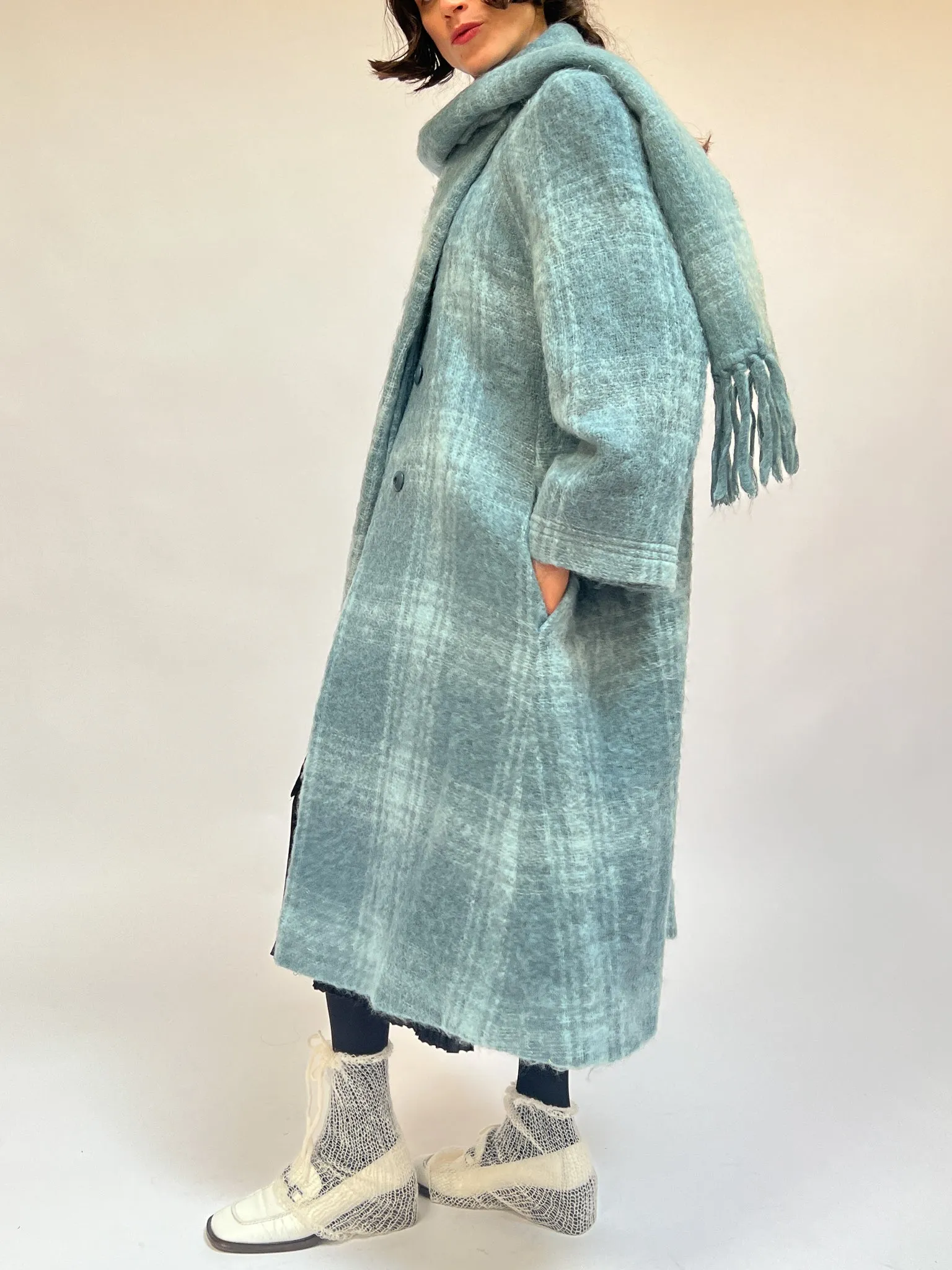 Azure Mohair Woven Coat (L)