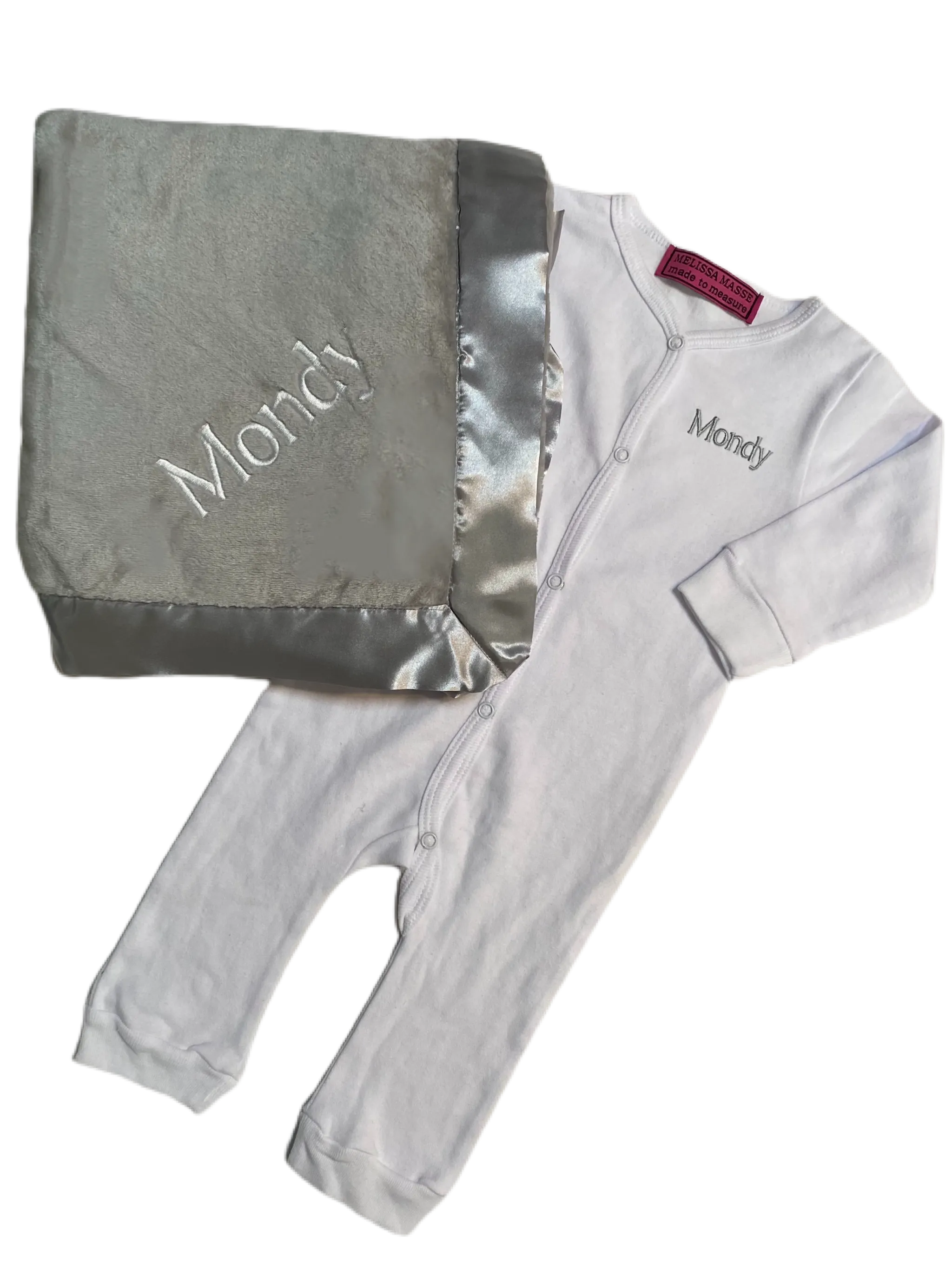 Baby snap front onsie , Embroidered with name or monogram *black, white and H. grey available