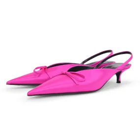 Balenciaga Rose Fuchsia Satin Knife Slingback Pumps 37