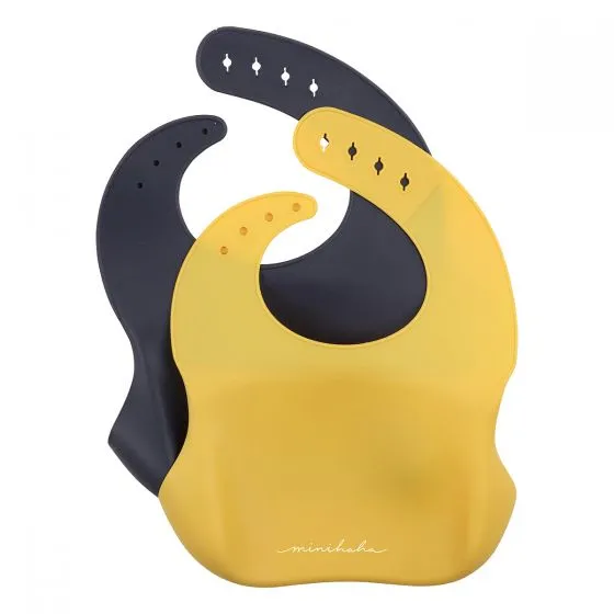 Bebe/Minihaha - Giraffe Mustard 2 Pack Silicone Bibs