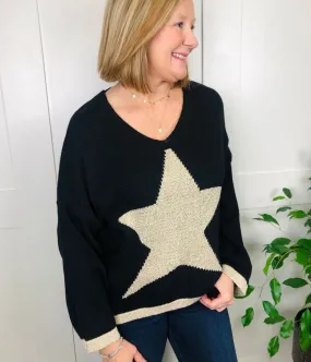 Black Metallic Star Jumper