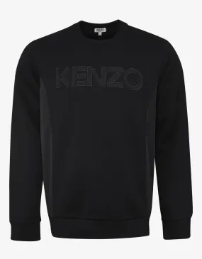 Black Nylon Panel Logo Sweatshirt