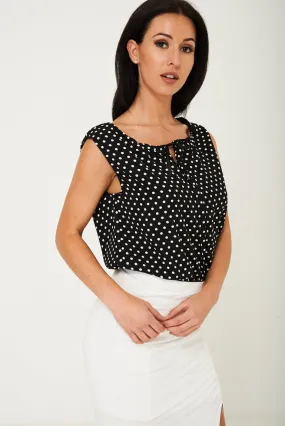 Black Polka Dot Top Ex Brand