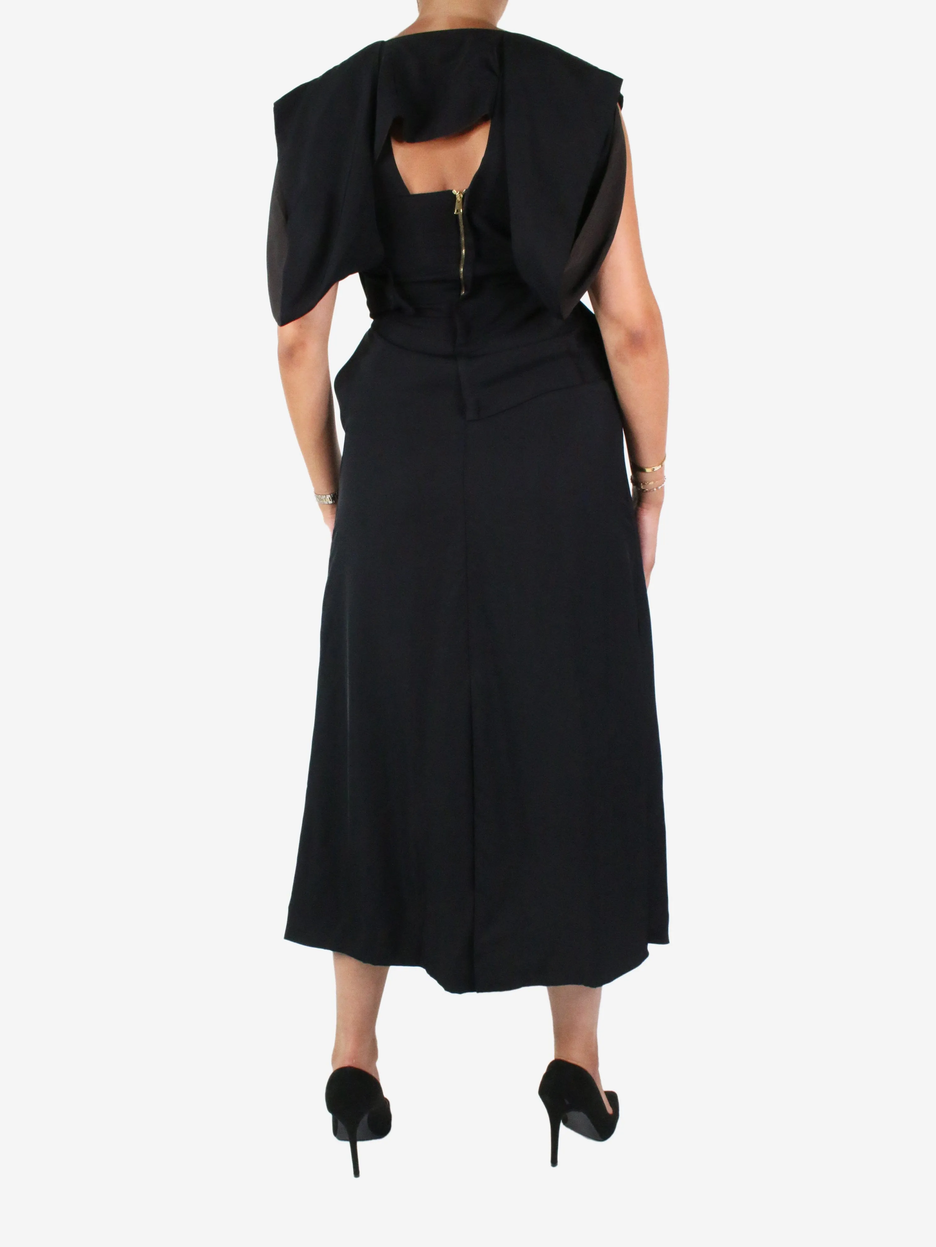 Black square neckline asymmetric midi dress - size IT 38