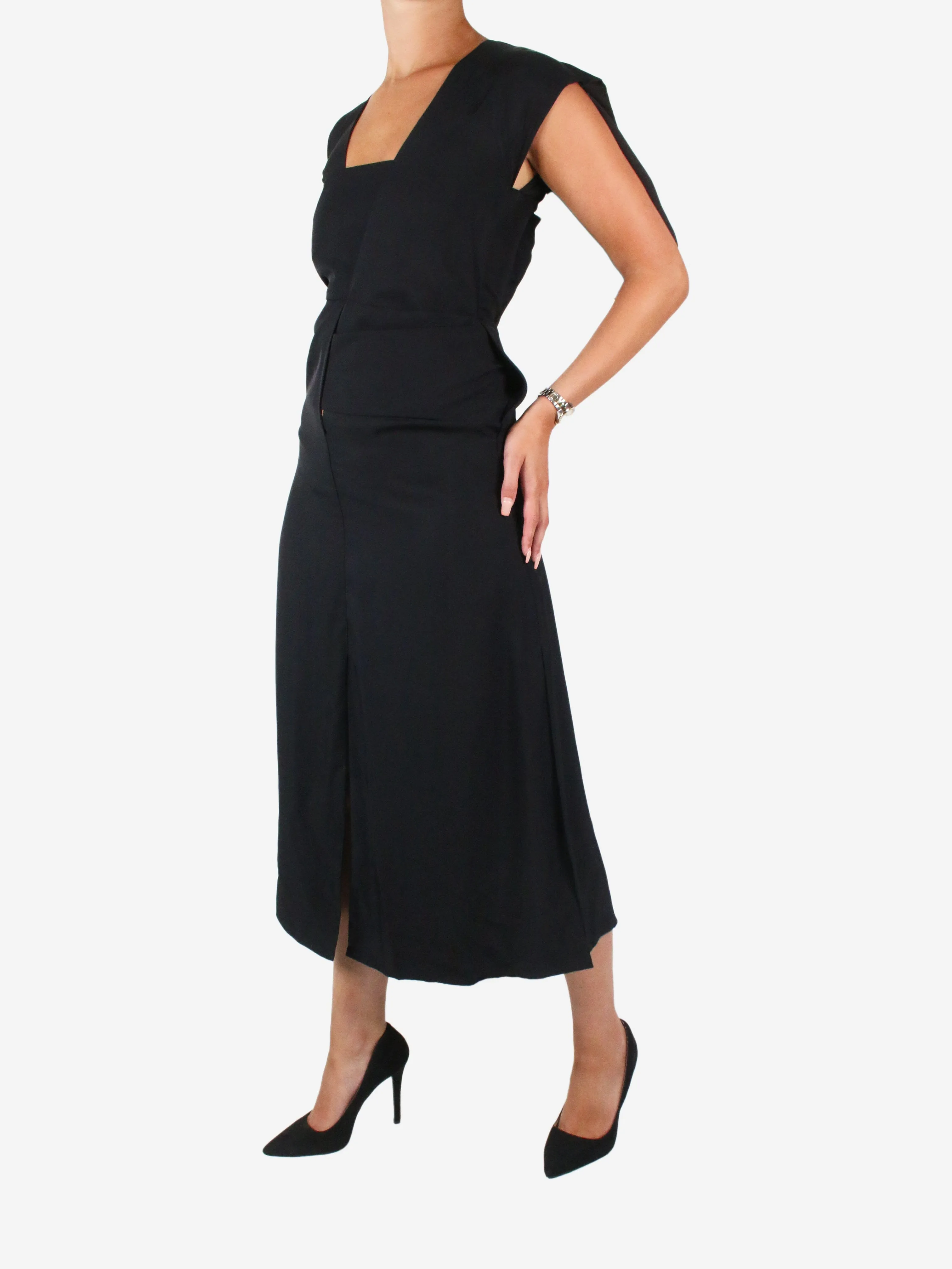 Black square neckline asymmetric midi dress - size IT 38