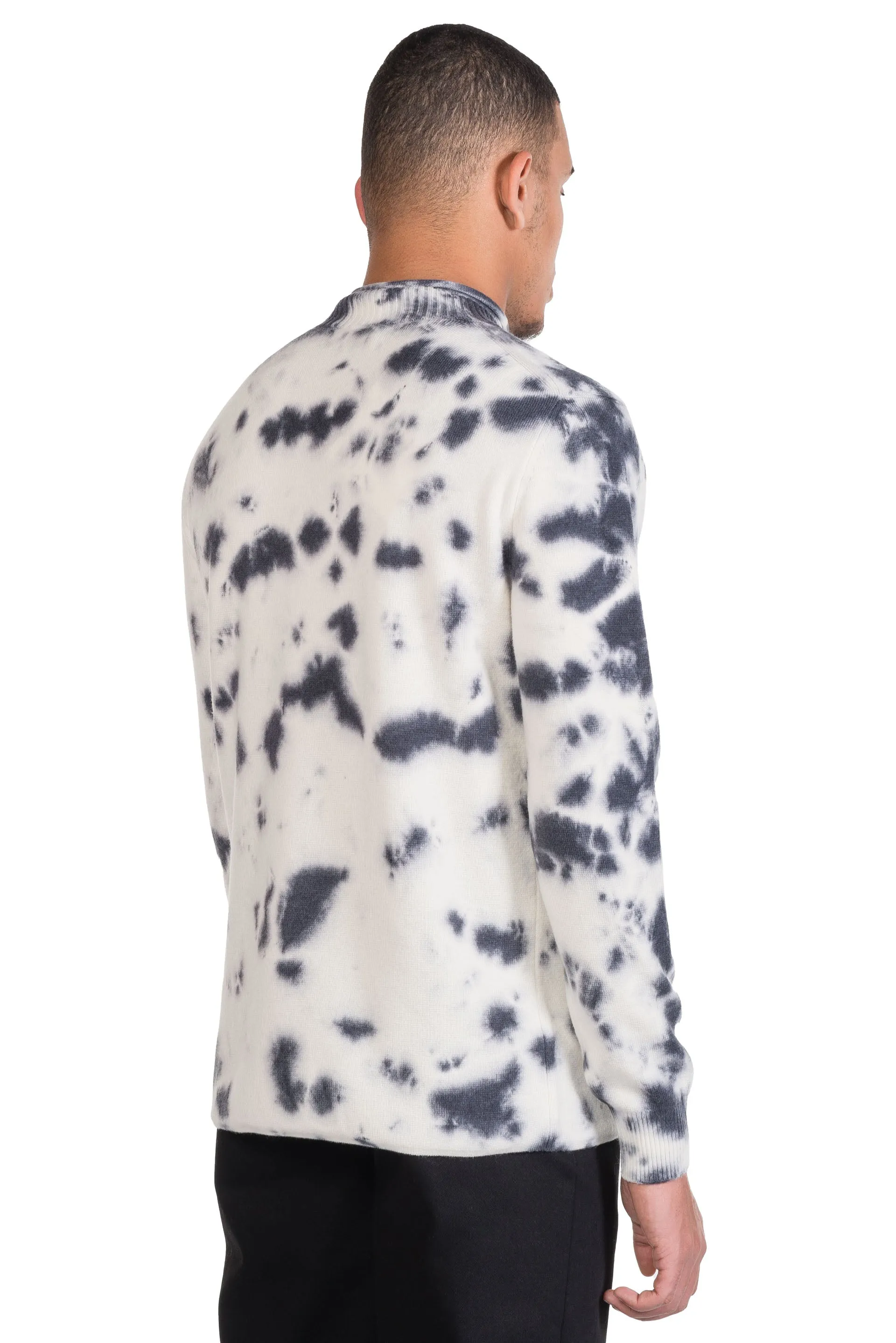 Black Tie-Dye Cashmere Knit Sweater