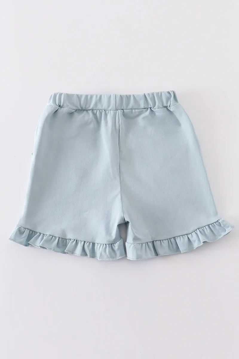 Blue basic ruffle shorts