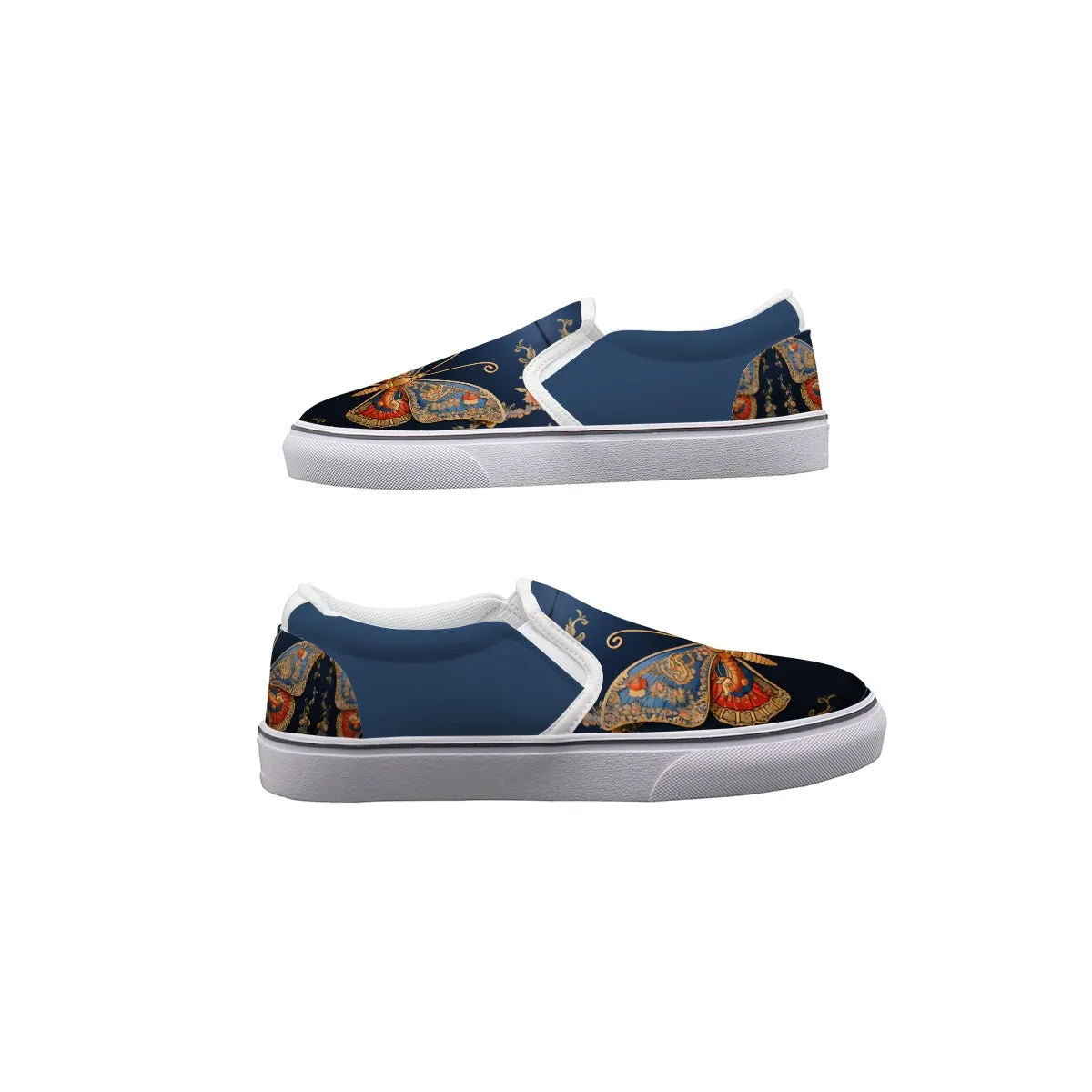 Blue Butterfly Women's Slip On Sneakers