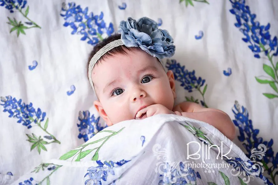 Bluebonnets Baby Muslin Swaddle Blanket