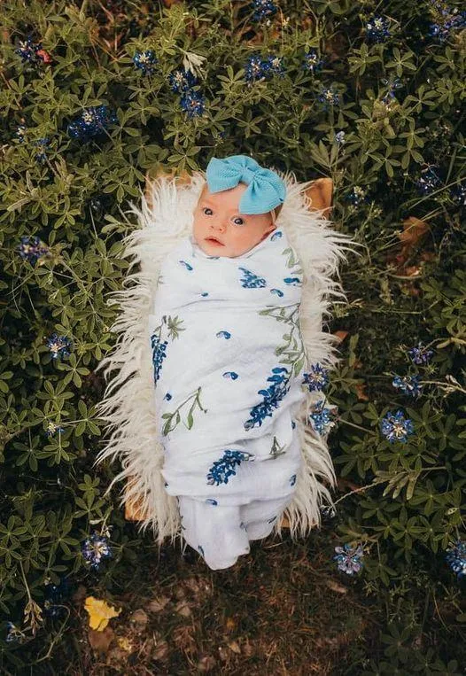 Bluebonnets Baby Muslin Swaddle Blanket