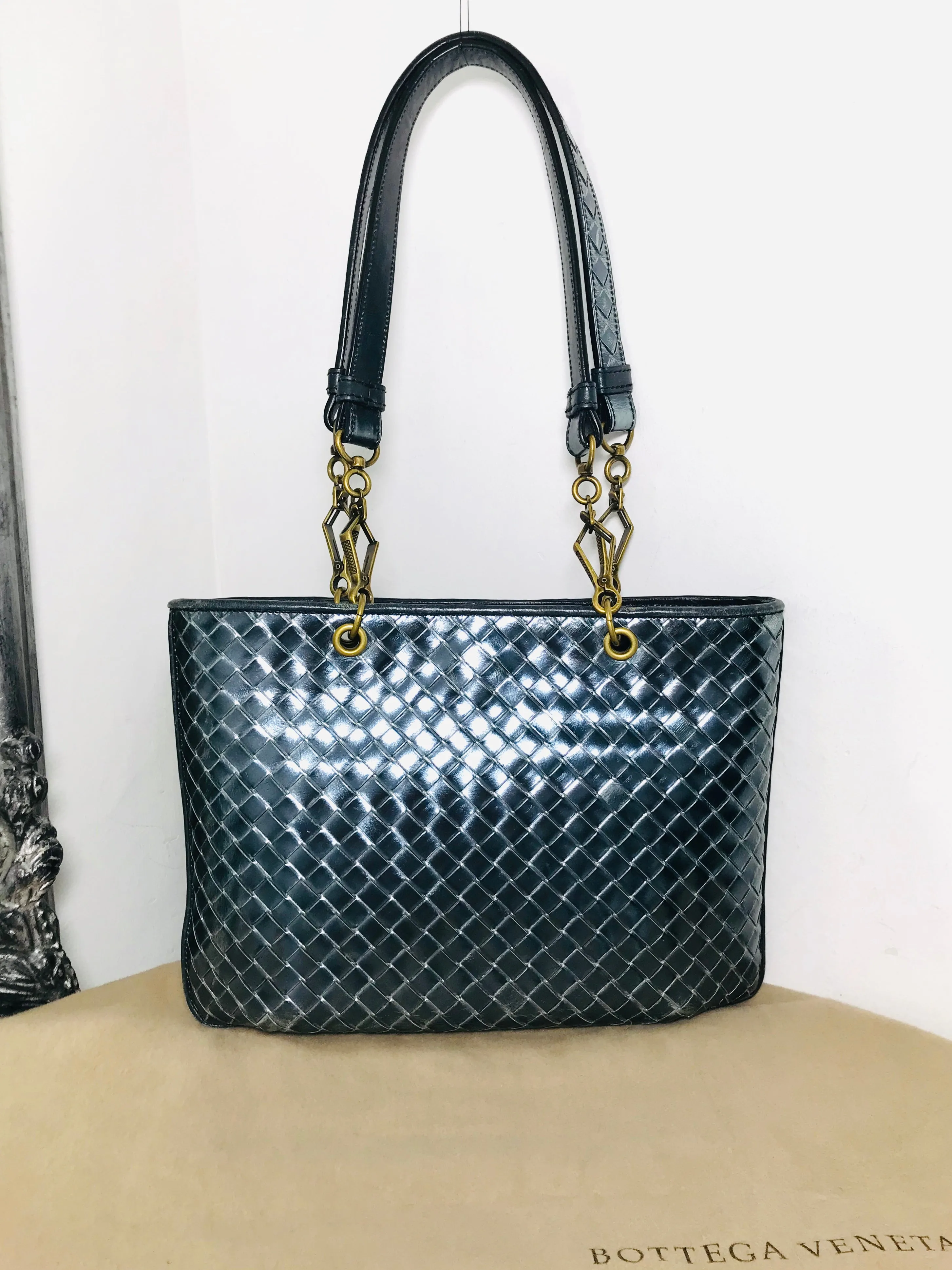 Bottega Veneta Metallic Leather Shopper Bag