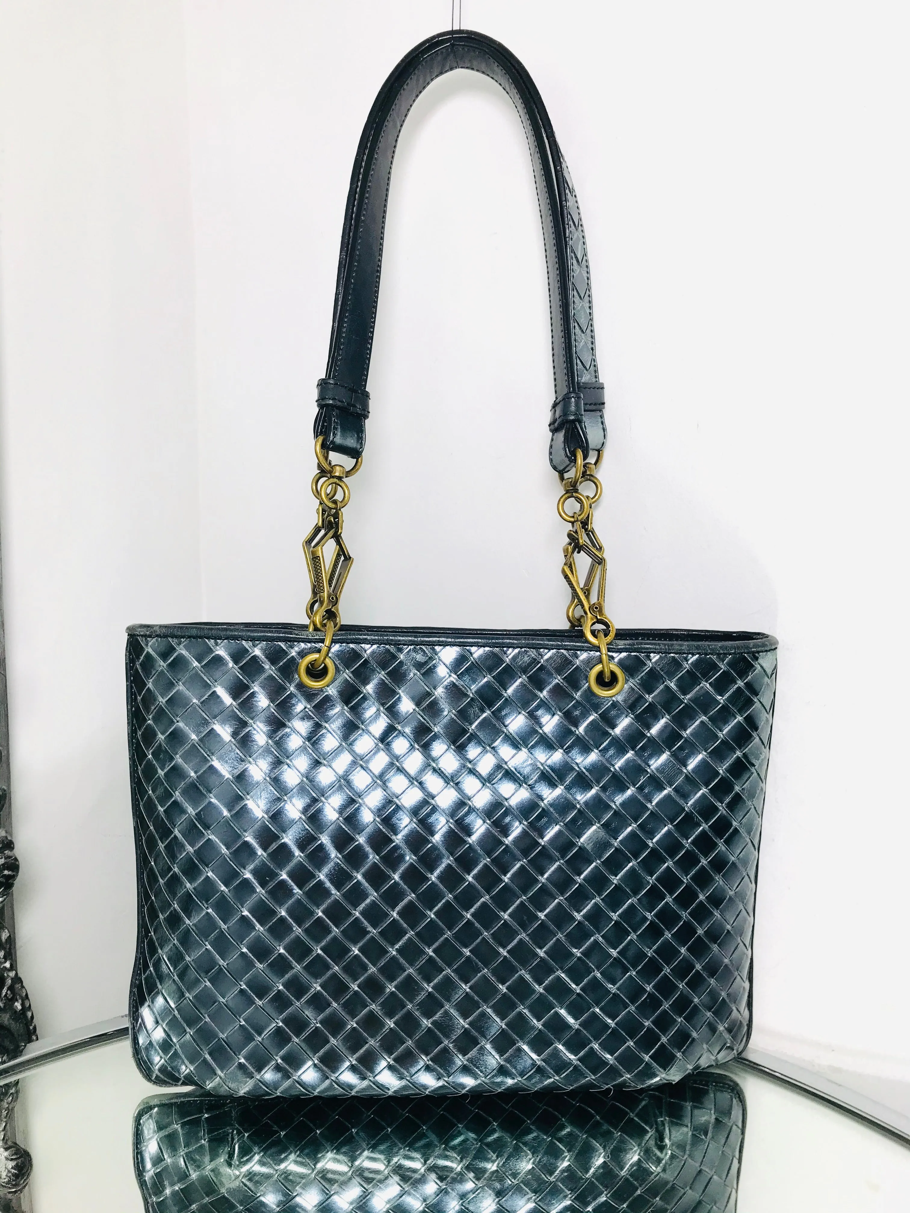 Bottega Veneta Metallic Leather Shopper Bag