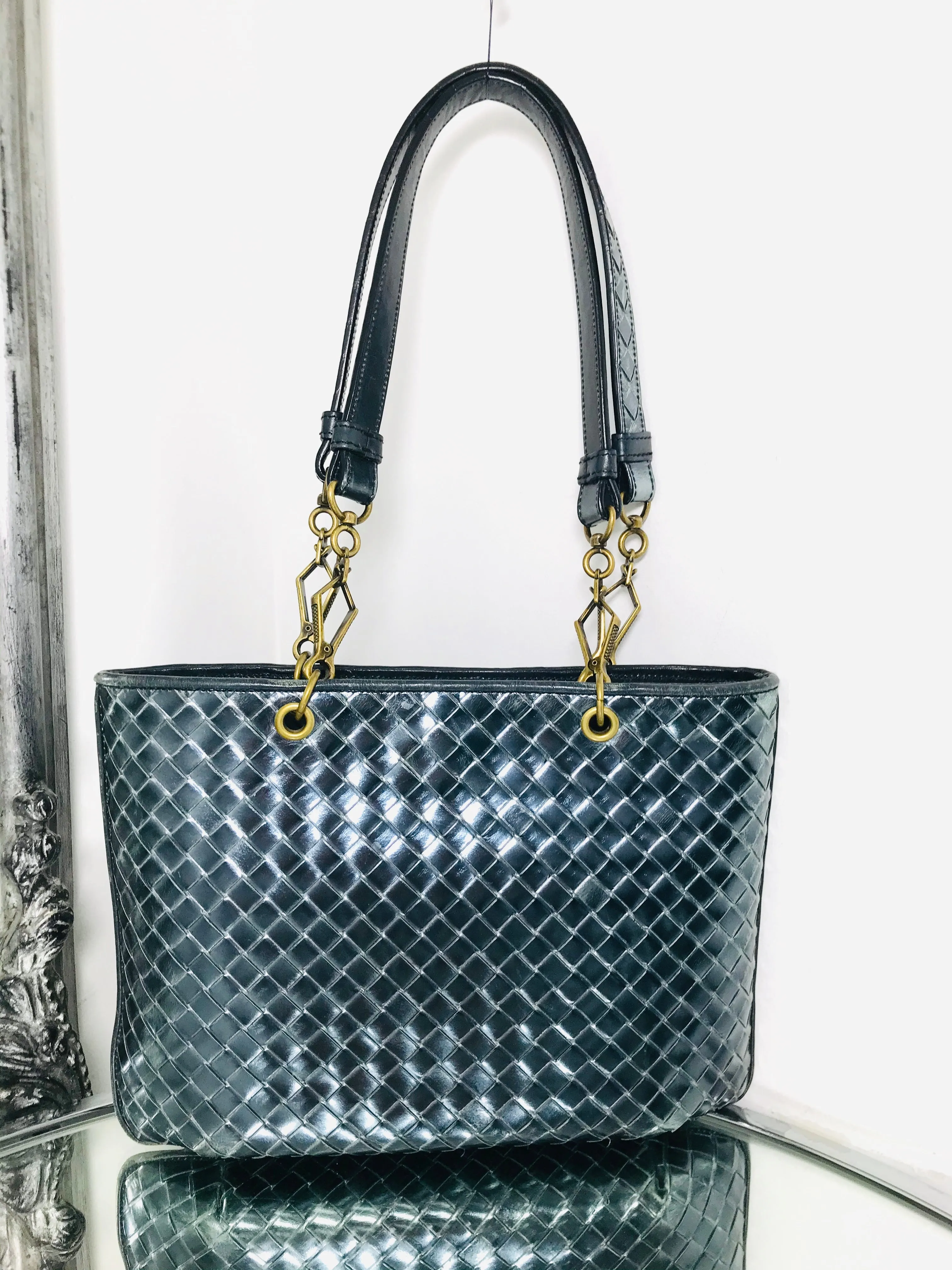 Bottega Veneta Metallic Leather Shopper Bag