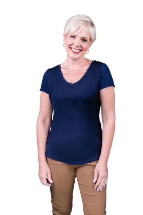 Brea Navy Blue Sheen Top