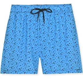 Bright Blue Abstract Palms Swim Trunk