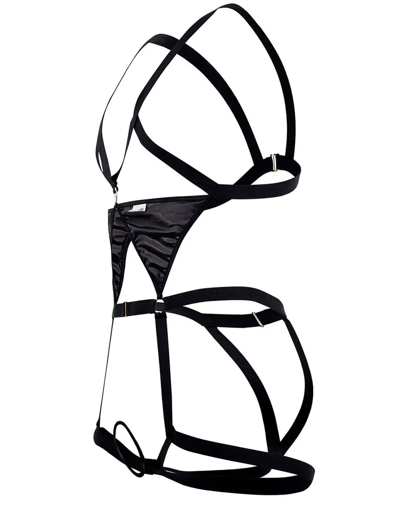 Candyman 99665 Harness Bodysuit  Black