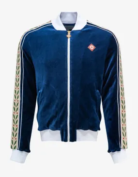 Casablanca Navy Blue Laurel Velour Track Top