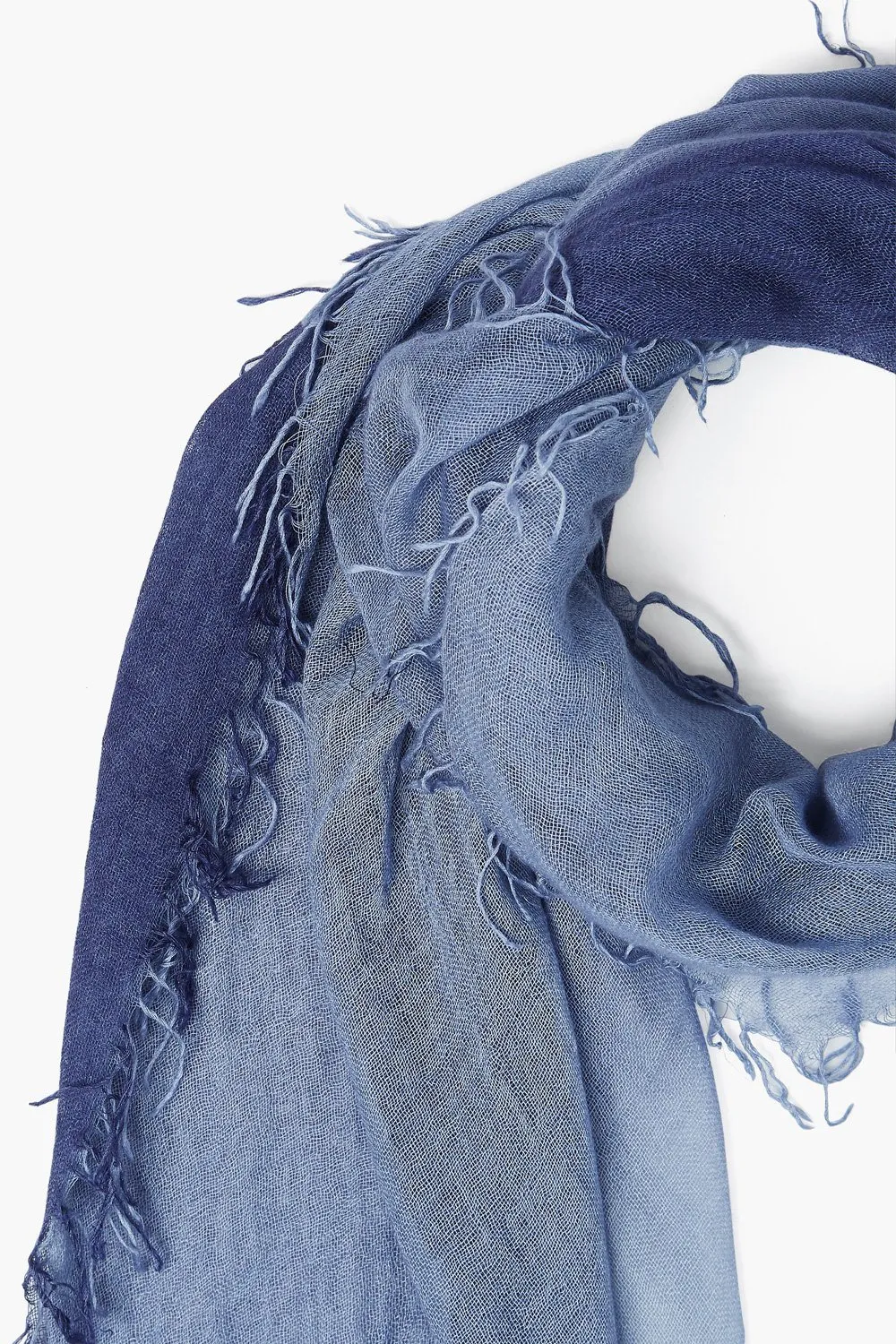 Cashmere and Silk Scarf Crown Blue / Tempest Dip Dyed