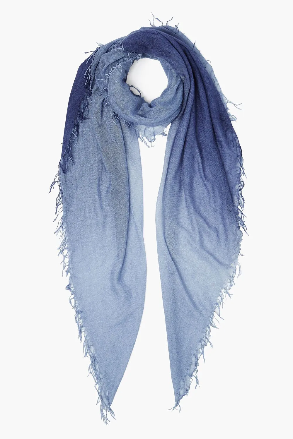 Cashmere and Silk Scarf Crown Blue / Tempest Dip Dyed