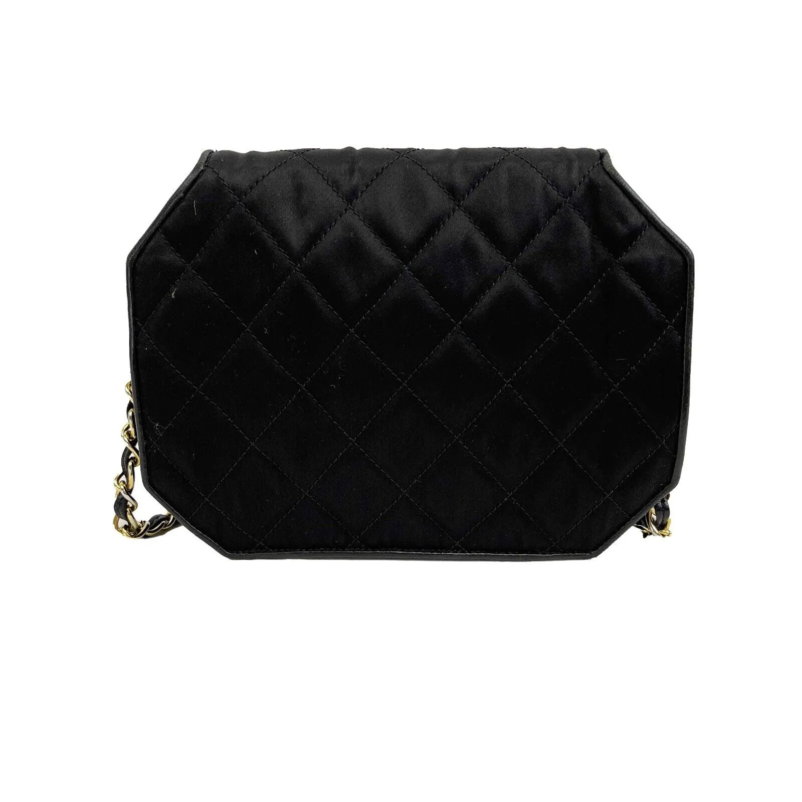 Chanel Vintage 90's Quilted Octagon CC Shoulder Black Excellent Handbag