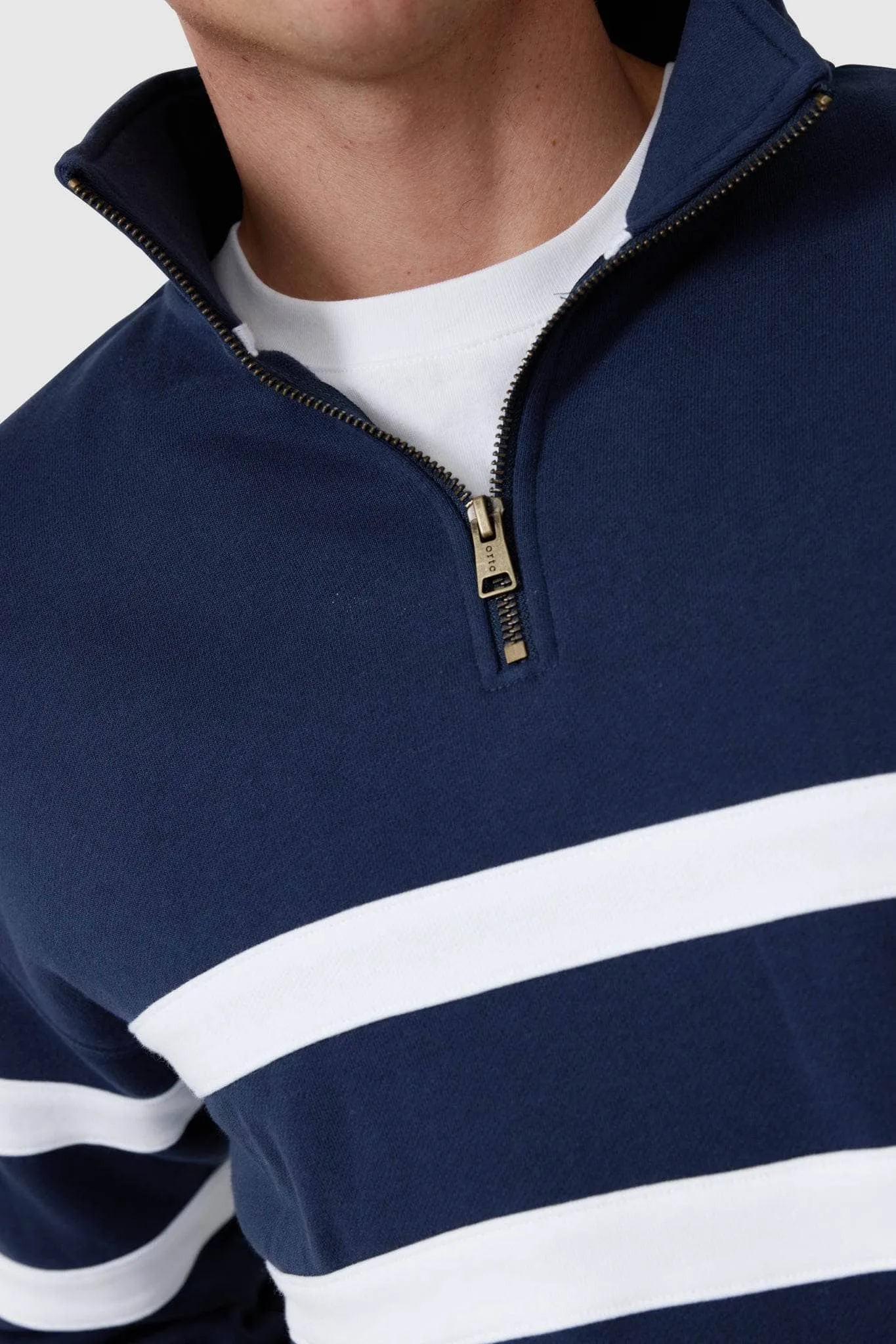 Collegiate Stripe Quarter Zip Navy