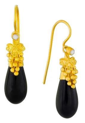 Corinthian Onyx and Pearl Earrings