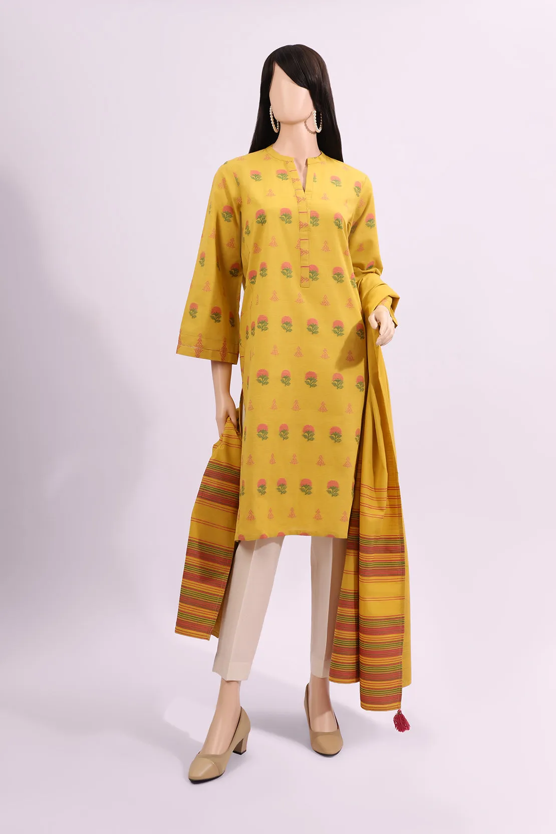 Cotton Jacquard Stitched 2 Piece (Shirt/Dupatta)