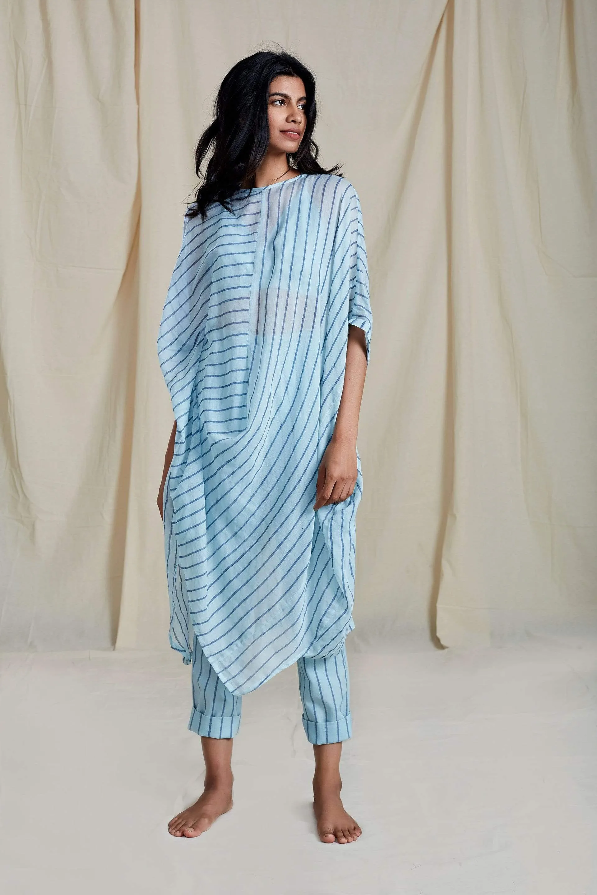 Cowl Tunic Set Blue