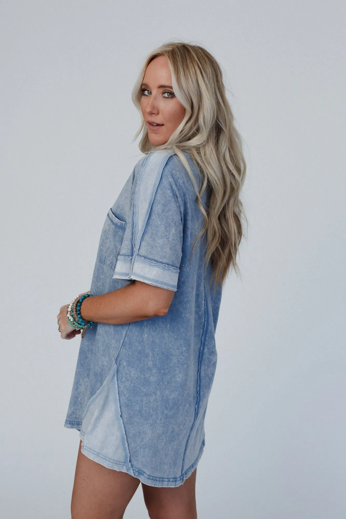 Crush On You Tee Dress - Blue