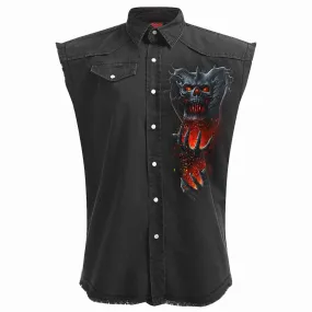 Death Embers - Sleeveless Stone Washed Worker Black