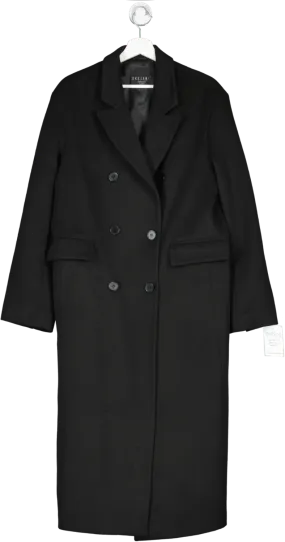 DreJani Black 100% Cashmere Double Breasted Overcoat UK M