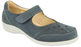 Easy B Miranda Ladies Sky Blue Velcro EE Fit Shoe